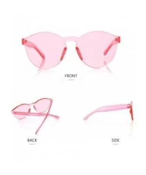 Rimless Sunglasses Oversized Colored Transparent Round Eyewear Retro Eyeglasses for Women Men - Pink - CD18HXKCN9W $6.39 Round