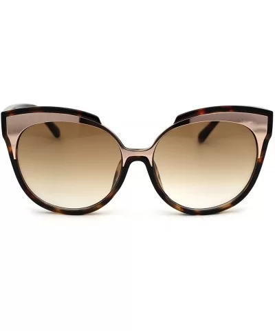 Womens Retro Oversize Cat Eye Horn Rim Chic Sunglasses - Tortoise Gold Brown - CL18WRDC75Y $6.63 Rectangular