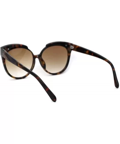 Womens Retro Oversize Cat Eye Horn Rim Chic Sunglasses - Tortoise Gold Brown - CL18WRDC75Y $6.63 Rectangular