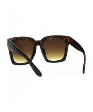 Womens Punk Metal Stud Trim Horn Rim Plastic Sunglasses - Tortoise Brown - CL18HM6OA29 $13.74 Rectangular