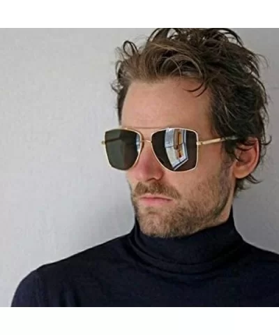 Unisex Men/Women Classic Round Oversized Sunglasses with 100% UV Protection - Dark Green - CW196AM9GQZ $12.74 Round