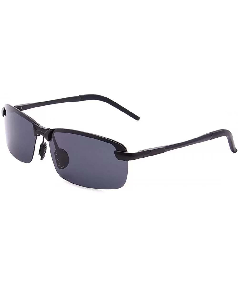 Rectangular Sunglasses for Men Women-Polarized Rimless Stylish Unisex Driving Sun Glasses - Black Grey - CT18IOUULND $18.72 O...