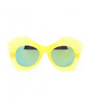 Womens Diecut Lace Plastic Butterfly Mask Sunglasses - Yellow - CL12DI9C9UZ $5.78 Butterfly