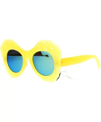 Womens Diecut Lace Plastic Butterfly Mask Sunglasses - Yellow - CL12DI9C9UZ $5.78 Butterfly