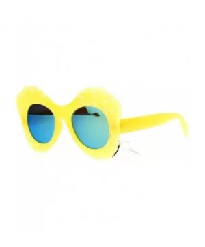 Womens Diecut Lace Plastic Butterfly Mask Sunglasses - Yellow - CL12DI9C9UZ $5.78 Butterfly