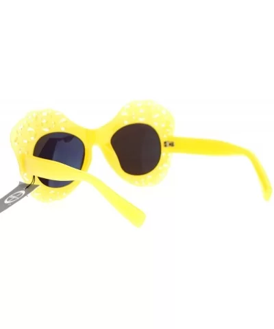 Womens Diecut Lace Plastic Butterfly Mask Sunglasses - Yellow - CL12DI9C9UZ $5.78 Butterfly