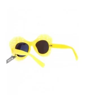 Womens Diecut Lace Plastic Butterfly Mask Sunglasses - Yellow - CL12DI9C9UZ $5.78 Butterfly