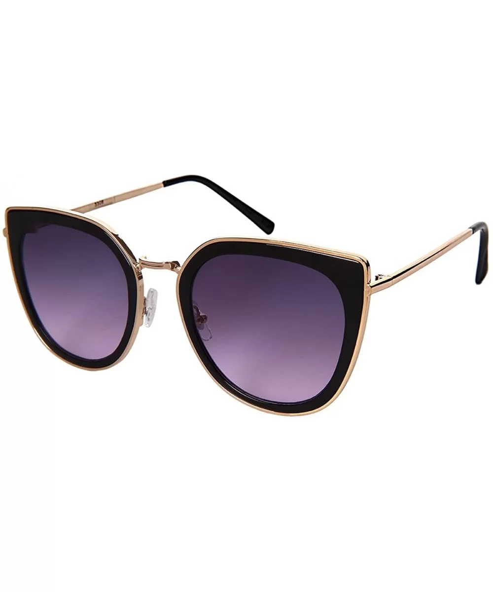 Square Cat Eye Sunnies w/Flat Ocean Color Lens 3306-FLOCR - Black - C9182G2ZNT3 $7.08 Square