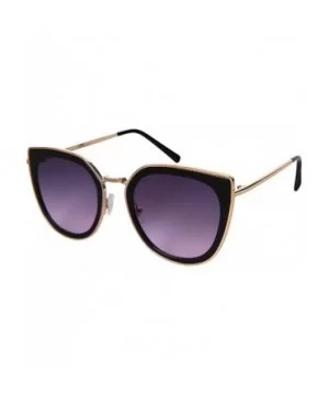 Square Cat Eye Sunnies w/Flat Ocean Color Lens 3306-FLOCR - Black - C9182G2ZNT3 $7.08 Square