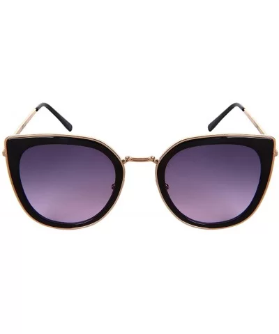 Square Cat Eye Sunnies w/Flat Ocean Color Lens 3306-FLOCR - Black - C9182G2ZNT3 $7.08 Square