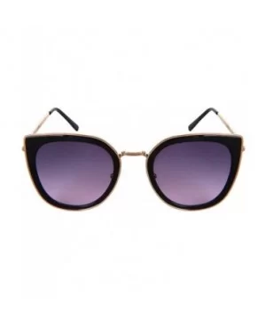 Square Cat Eye Sunnies w/Flat Ocean Color Lens 3306-FLOCR - Black - C9182G2ZNT3 $7.08 Square