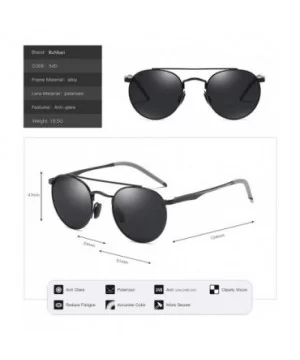 Unisex Vintage Round Sunglasses Double Bridge Men Women Polarized Aviator Sunglasses A540 - Gun-black - CW18IWY05X6 $12.55 Round