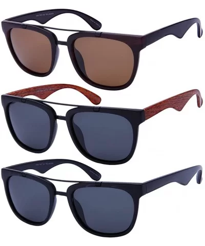 Horned Rim Aviators with Polarized Lens 540817WD-P - Matte Black+light Brown - CH12NZFLEB3 $7.08 Aviator