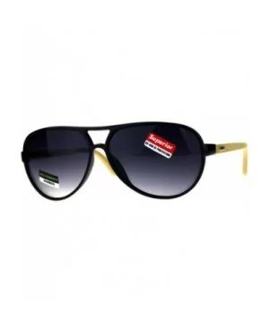 Real Bamboo Wood Temple Sunglasses Mens Racer Aviator Fashion UV 400 - Black (Smoke) - CE18G3NSDN0 $7.88 Aviator