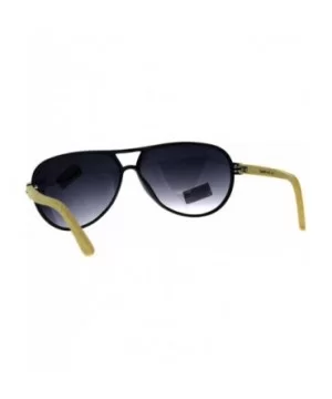 Real Bamboo Wood Temple Sunglasses Mens Racer Aviator Fashion UV 400 - Black (Smoke) - CE18G3NSDN0 $7.88 Aviator