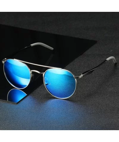 Unisex Vintage Round Sunglasses Double Bridge Men Women Polarized Aviator Sunglasses A540 - Gun-black - CW18IWY05X6 $12.55 Round