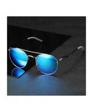 Unisex Vintage Round Sunglasses Double Bridge Men Women Polarized Aviator Sunglasses A540 - Gun-black - CW18IWY05X6 $12.55 Round