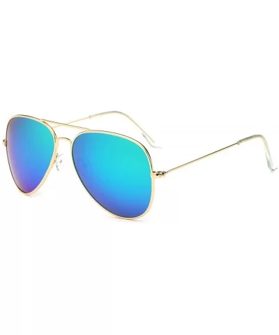 Aviator Sunglasses for Mens Womens Mirrored Sun Glasses Shades with Uv400 - Gold Green - CI18LDWE8RT $8.02 Aviator