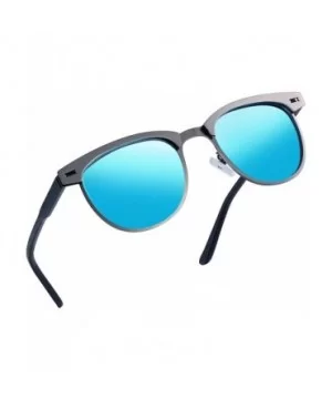 Semi Rimless Polarized Sunglasses Women Men Retro Brand Sun Glasses - Metal Frame Blue Lens - CB184NIEZWA $10.36 Rimless