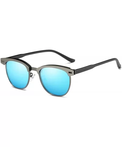 Semi Rimless Polarized Sunglasses Women Men Retro Brand Sun Glasses - Metal Frame Blue Lens - CB184NIEZWA $10.36 Rimless