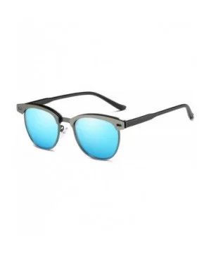 Semi Rimless Polarized Sunglasses Women Men Retro Brand Sun Glasses - Metal Frame Blue Lens - CB184NIEZWA $10.36 Rimless