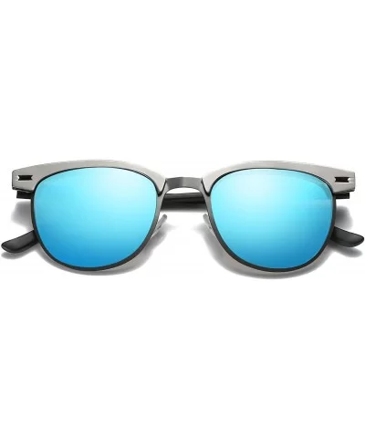 Semi Rimless Polarized Sunglasses Women Men Retro Brand Sun Glasses - Metal Frame Blue Lens - CB184NIEZWA $10.36 Rimless