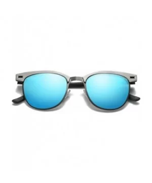 Semi Rimless Polarized Sunglasses Women Men Retro Brand Sun Glasses - Metal Frame Blue Lens - CB184NIEZWA $10.36 Rimless