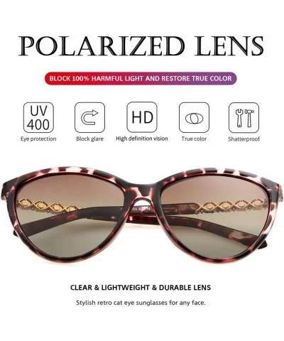 Polarized Cat Eye Sunglasses for Women - Fashion Inlaid Diamond frame 100% UV Blocking Lens - Tortoise Frame - C118Z7ZOLR0 $1...