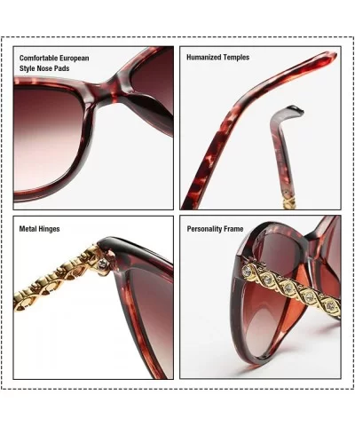 Polarized Cat Eye Sunglasses for Women - Fashion Inlaid Diamond frame 100% UV Blocking Lens - Tortoise Frame - C118Z7ZOLR0 $1...