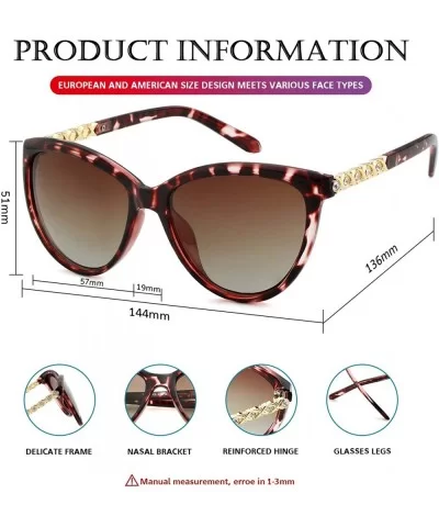 Polarized Cat Eye Sunglasses for Women - Fashion Inlaid Diamond frame 100% UV Blocking Lens - Tortoise Frame - C118Z7ZOLR0 $1...