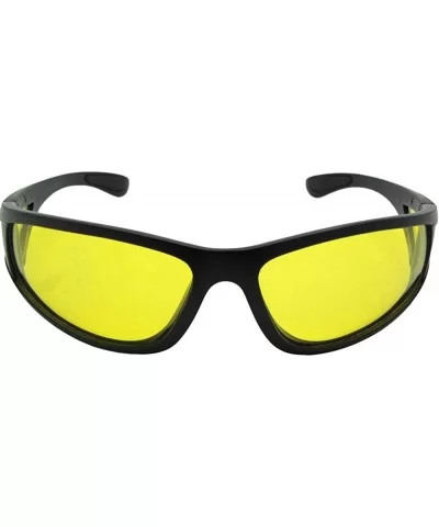 Wrap Around Yellow Lens Sunglasses PSR12 - Flat Black Frame - CP18GCSATYS $11.73 Wrap