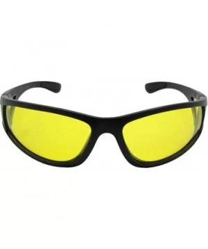 Wrap Around Yellow Lens Sunglasses PSR12 - Flat Black Frame - CP18GCSATYS $11.73 Wrap