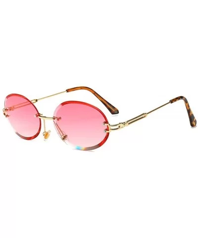 2019 New Fashion Oval Rimless Diamond Cut Edge Women Sunglasses (pink) - C118RG8CO0S $11.94 Oval