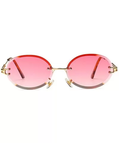 2019 New Fashion Oval Rimless Diamond Cut Edge Women Sunglasses (pink) - C118RG8CO0S $11.94 Oval