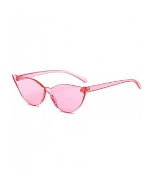 Fashion One Piece Rimless Clear Lens Color Candy Cat Eye Sunglasses - Pink - C818ILH0WLQ $5.11 Rimless