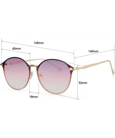 Women Sunglasses w Gradient Lens Metal Frame Cat Eye Sunglasses Cateye Sunglasses Mirror Lens - Purple Gradient - C718DXMX5HW...