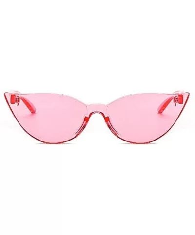 Fashion One Piece Rimless Clear Lens Color Candy Cat Eye Sunglasses - Pink - C818ILH0WLQ $5.11 Rimless