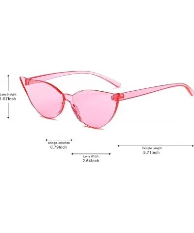 Fashion One Piece Rimless Clear Lens Color Candy Cat Eye Sunglasses - Pink - C818ILH0WLQ $5.11 Rimless