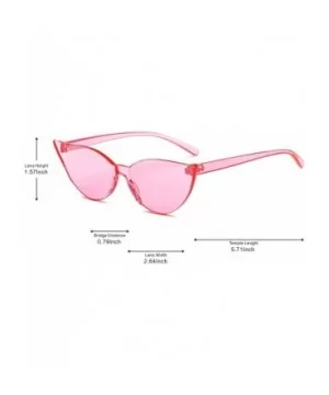 Fashion One Piece Rimless Clear Lens Color Candy Cat Eye Sunglasses - Pink - C818ILH0WLQ $5.11 Rimless