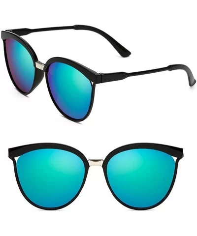 Non-Polarized New Women's Eyewear Oversized Retro Square Sunglasses - Bright Black Frame Green Mercury Lens - CU18DOTGDO2 $5....