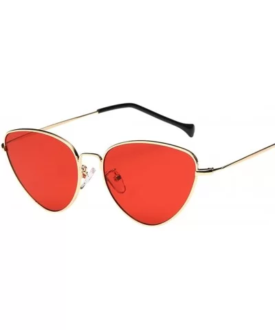 Women Vintage Retro Cat Eye Glasses Mirror Lens Travel Sunglass - Red - CO189693K4H $7.80 Aviator