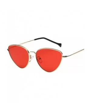 Women Vintage Retro Cat Eye Glasses Mirror Lens Travel Sunglass - Red - CO189693K4H $7.80 Aviator