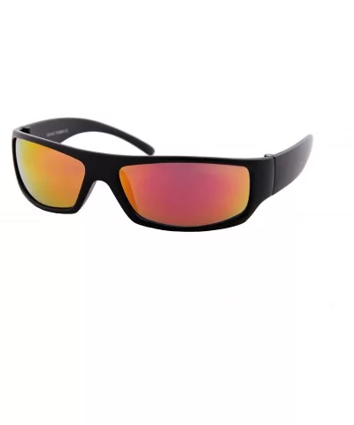 Unisex Sunglasses Mirror Lens Military Matte Frame Outdoor Athletic - Black Matte Frame/Mirror Orange - Red Lens - CP18K6QU5S...