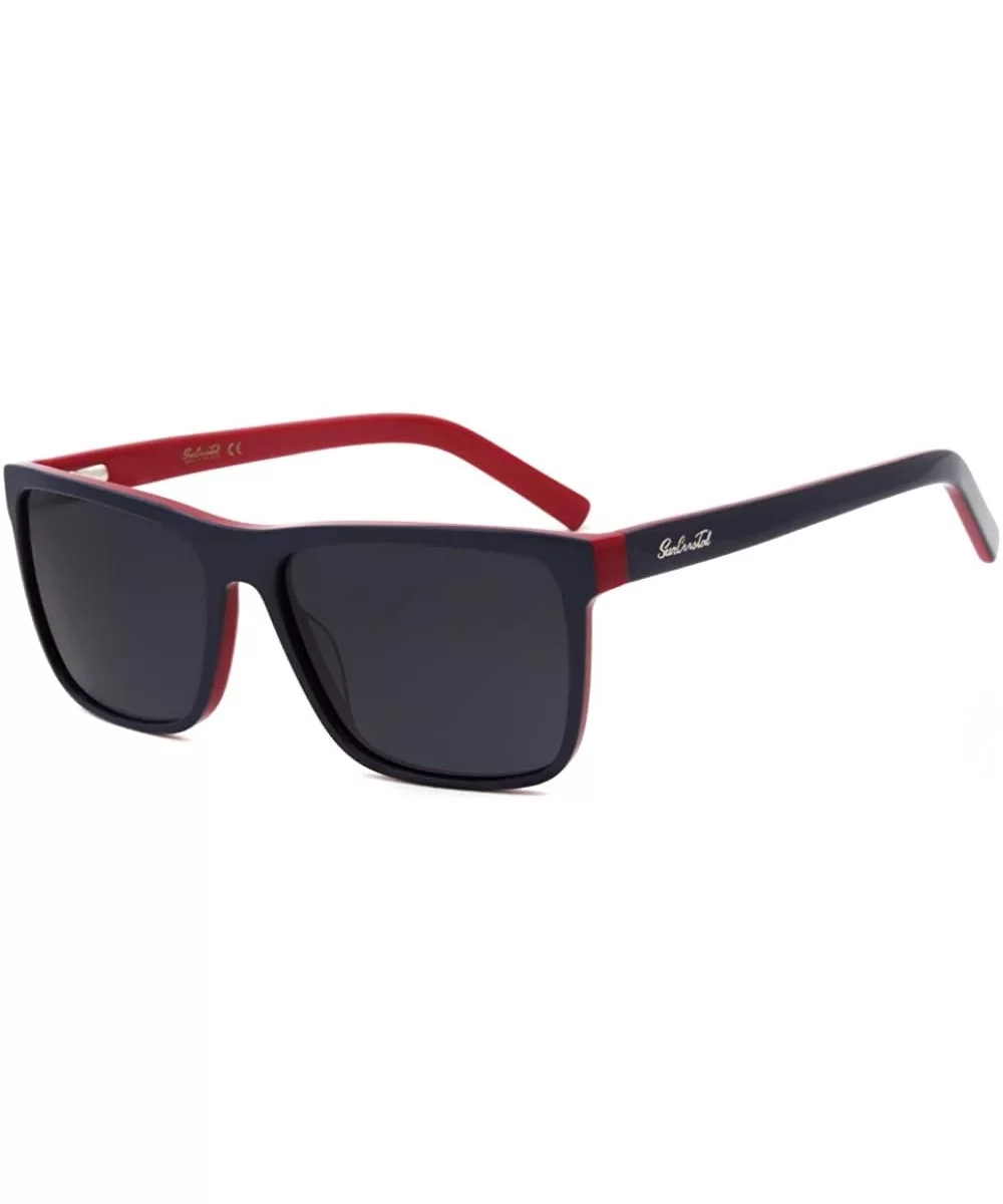 Men big shape polarized UV400 protection brand sunglasses leisure design - Blue/Red - C717XQ5MOOS $19.03 Sport