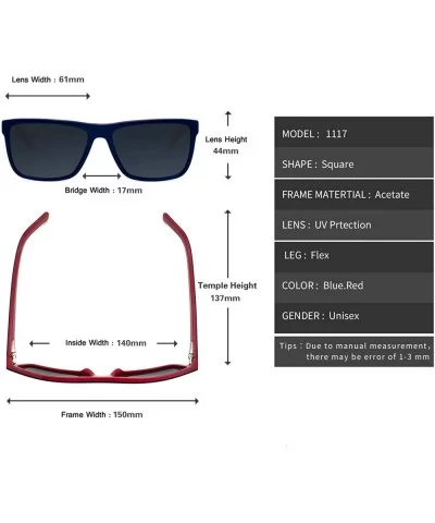 Men big shape polarized UV400 protection brand sunglasses leisure design - Blue/Red - C717XQ5MOOS $19.03 Sport