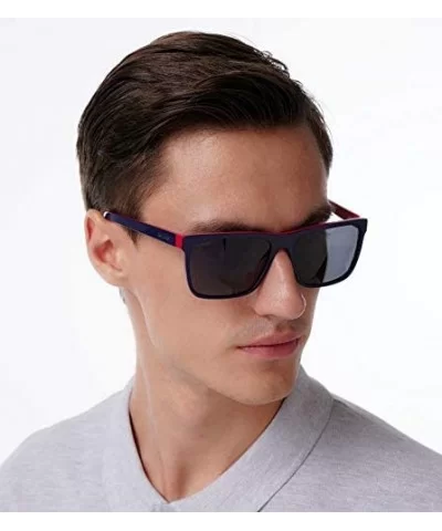 Men big shape polarized UV400 protection brand sunglasses leisure design - Blue/Red - C717XQ5MOOS $19.03 Sport