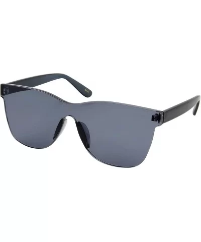 Tinted Colorful Lens Rimless Sunglasses - Transparent Square Horn Rimmed - Black - C718GGGLAX5 $8.14 Square