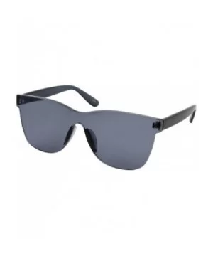 Tinted Colorful Lens Rimless Sunglasses - Transparent Square Horn Rimmed - Black - C718GGGLAX5 $8.14 Square