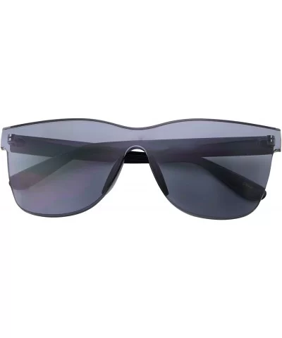 Tinted Colorful Lens Rimless Sunglasses - Transparent Square Horn Rimmed - Black - C718GGGLAX5 $8.14 Square