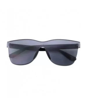 Tinted Colorful Lens Rimless Sunglasses - Transparent Square Horn Rimmed - Black - C718GGGLAX5 $8.14 Square